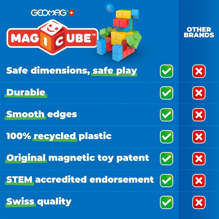 Geomag 128 - Magicube Free Building 27 Magnetwürfel für Konstruktionen, Baukasten Lernspielzeug 27 C