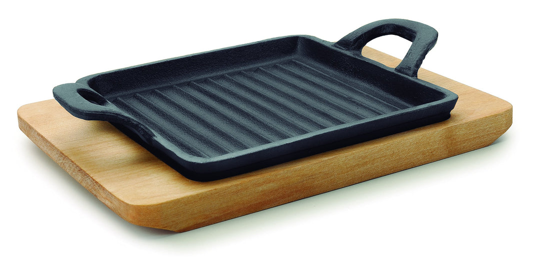 LACOR Mini Quadrat Grill Magma, Gusseisen, Schwarz, 14 cm, 25875