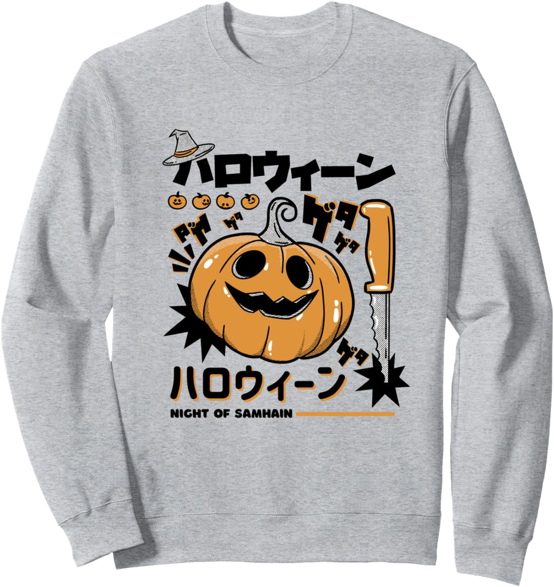 Halloween in Japanisch, coole Retro-Kürbis-Grafik Sweatshirt