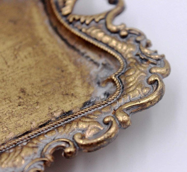SharpCost Funly mee Small Antique Trinket Dish Vintage Gold Jewelry Tray , Ring Holder, Gold