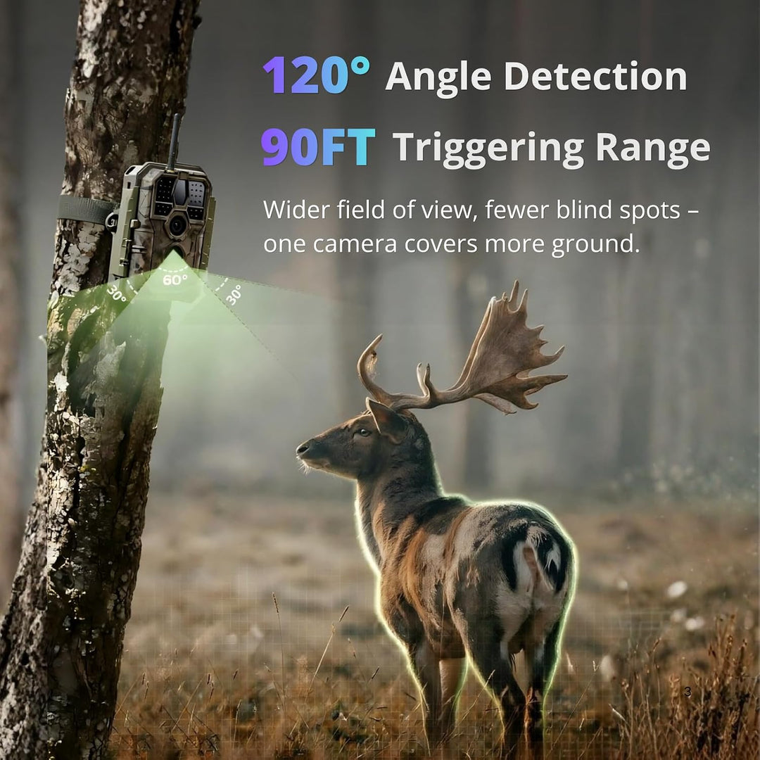 WLAN Wildkamera WiFi Wildtierkamera Nachtsichtkamera Fotofalle 32MP 1296P Verbinden druch APP Blueto