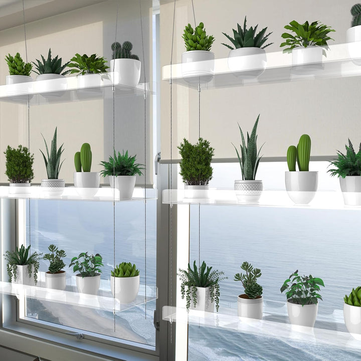 Hängendes transparentes Pflanzenregal für Fenster, 3-stöckiges Acryl-Fensterwand-Pflanzenständer für