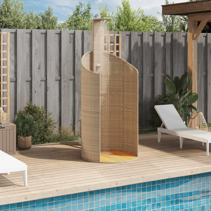Gartendusche, Outdoor Dusche mit Lattenboden Stahlrahmen, Terrassendusche für Pool Schwimmbad, Garte
