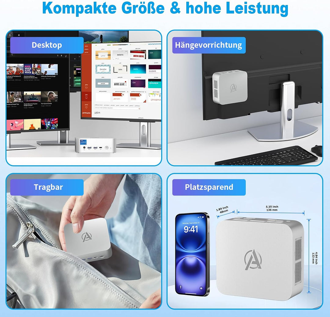 AWOW Mini PC Win-11 Pro Core i5-13500HX 14C 20T 2.5GHz up to 4.7GHz, Dual 16GB DDR4 3200MHz 512GB M.