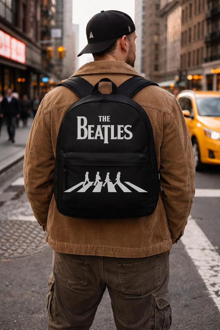Rocksax The Beatles Backpack - Abbey Road B/W, Unisex Rucksack, Black,
