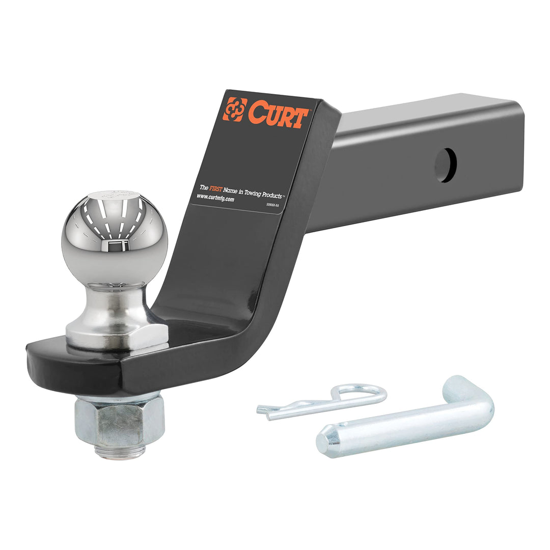 CURT 45056 Anhängerkupplungshalterung mit 5,1 cm Kugel und Stift, passend für 2-Zoll-Empfänger, 3,4