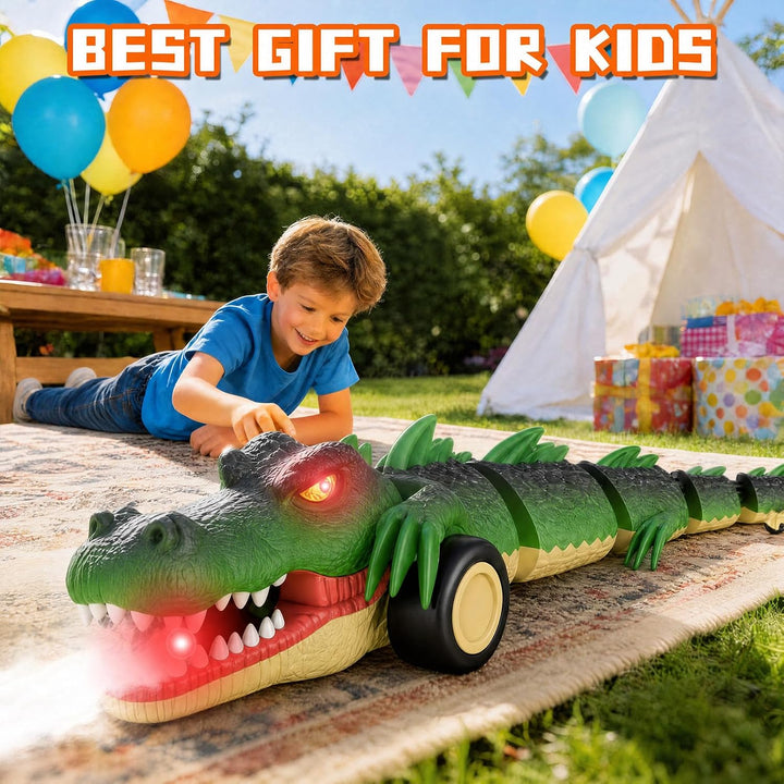 2,4G RC Krokodil Auto Spielzeug für Kinder, Ferngesteuertes Alligator Spielzeug mit Rollen Drehungen