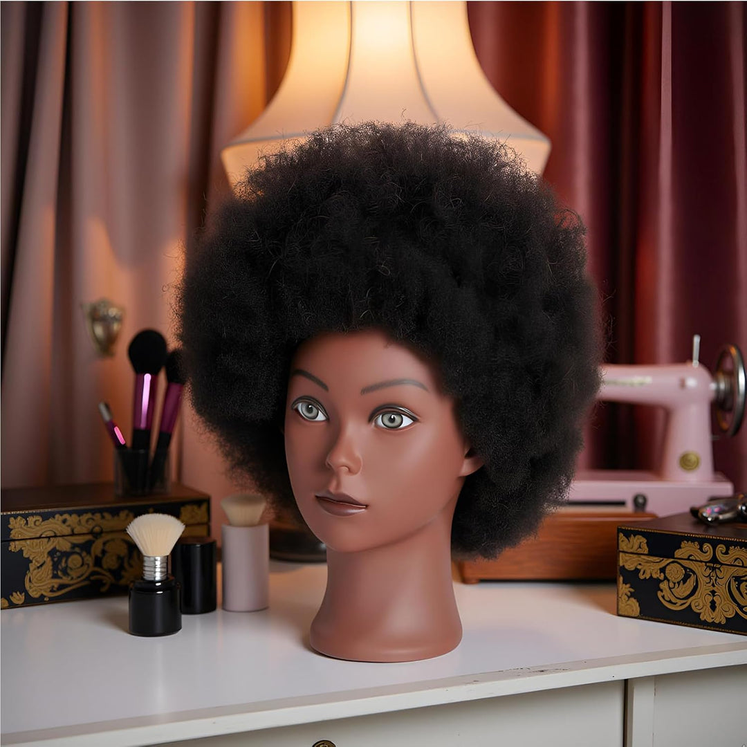 Afro Curly Mannequin Head with 100% Human Hair Curly Hair Friseur Hair Styling Cosmetology Mannequin