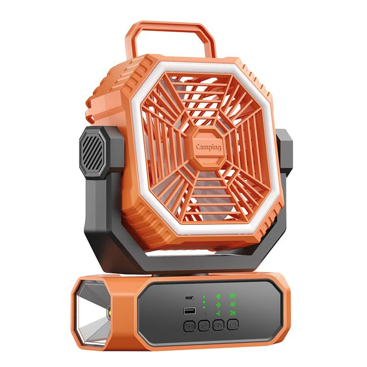 Tragbarer Campingventilator mit Licht, Camping Ventilator mit Fernbedienung, Timer, 3 Geschwindigkei