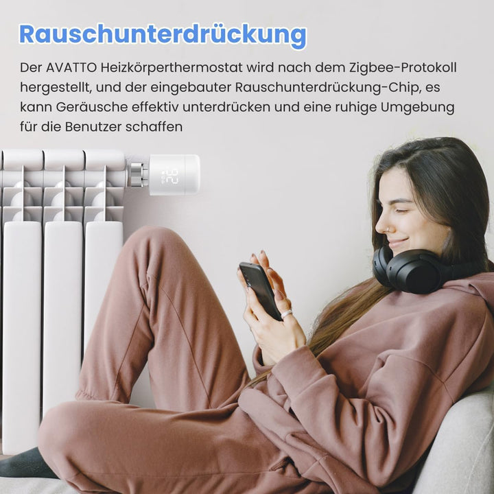 AVATTO Zigbee Thermostat Heizung, Smart Heizkörperthermostat, Programmierbar Heizungsthermostat Unte