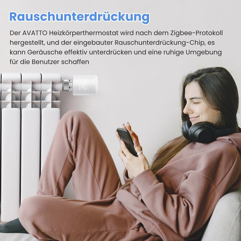 AVATTO Zigbee Thermostat Heizung, Smart Heizkörperthermostat, Programmierbar Heizungsthermostat Unte