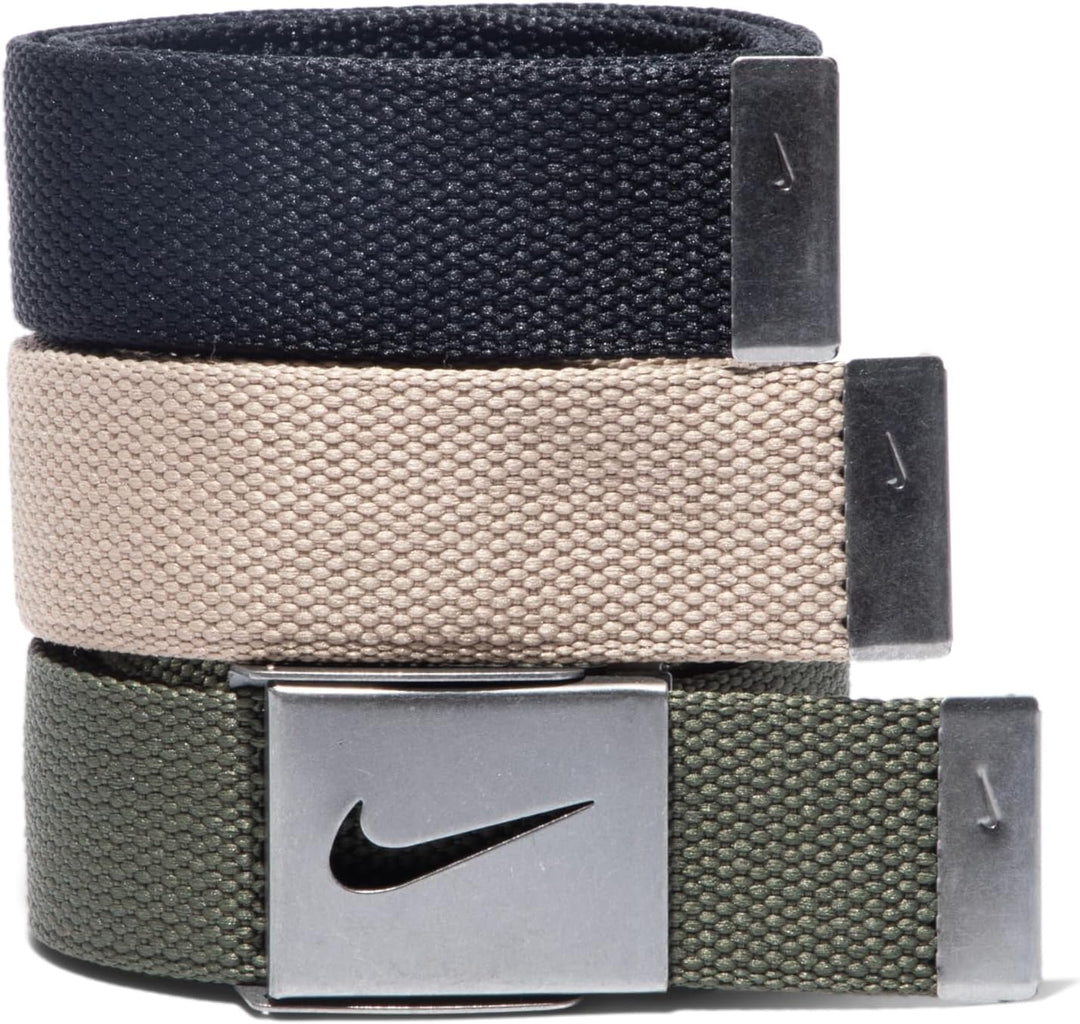 Nike Herren SG Silberfarbene Schnalle mit drei austauschbaren Gürtelriemen Einheitsgrösse Schwarz/Ca