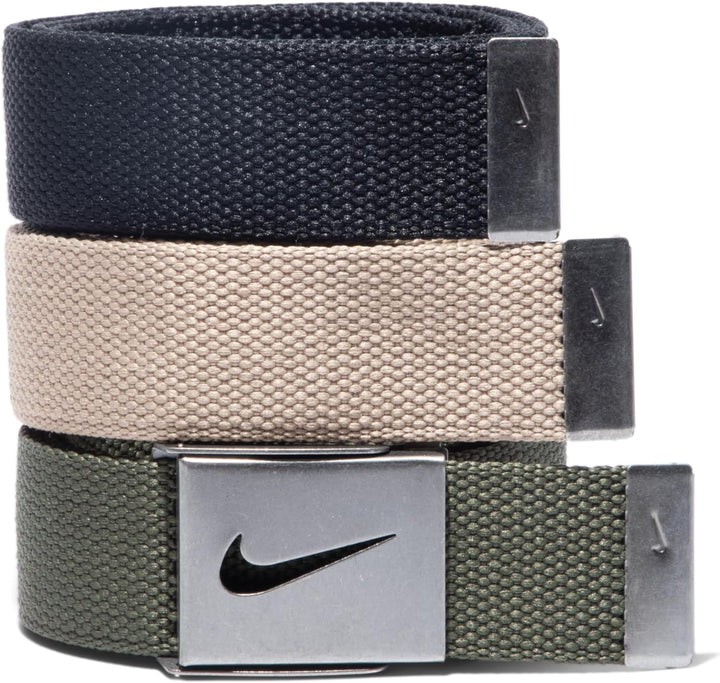 Nike Herren SG Silberfarbene Schnalle mit drei austauschbaren Gürtelriemen Einheitsgrösse Schwarz/Ca