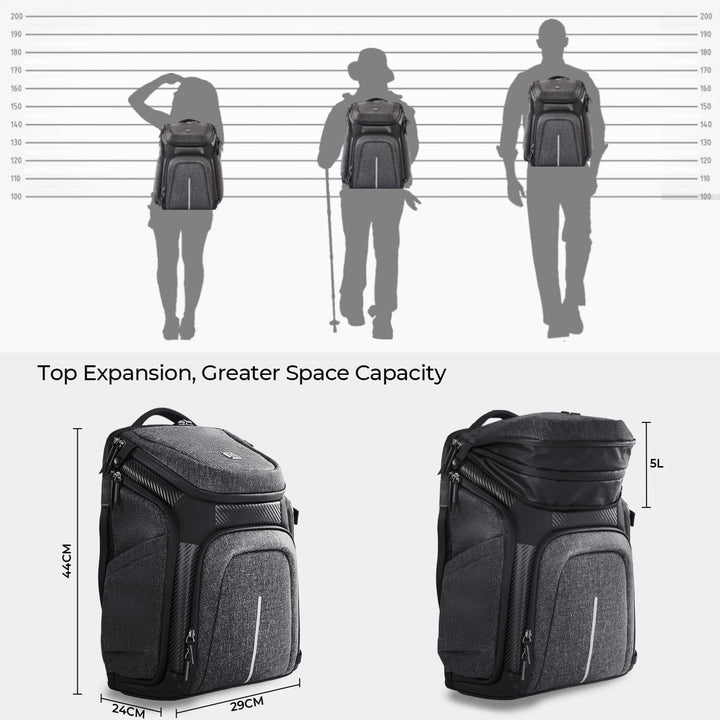 K&F Concept Wasserdichter Professioneller Kamerarucksack,Fotorucksack für 2 Kameras und 15,6 Zoll La