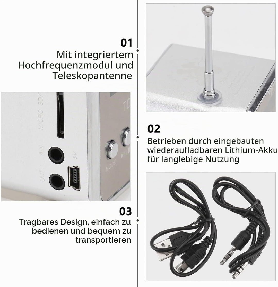Td-V26 Mini Lautsprecher, Digital Lautsprecher , Fm Radio Stereo Tragbarer kabelloser Outdoor Mini L