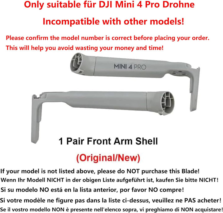 JOYSOG Mini 4 Pro Armschale für DJI Mini 4 Pro Drohne Vordere/Hintere Linke Rechte Armschale Abdecku