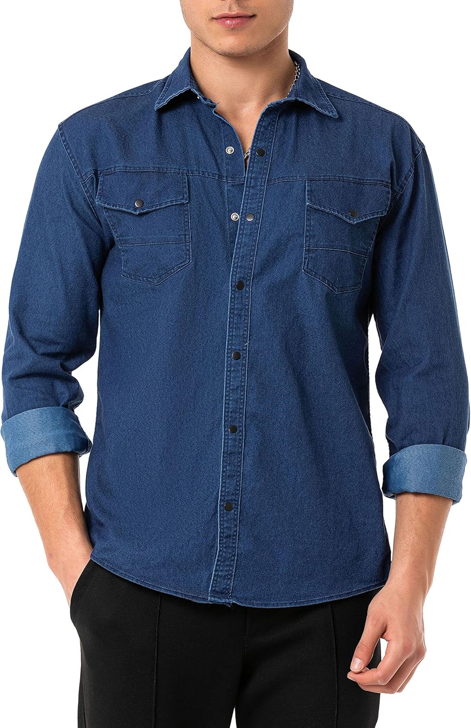 Red Bridge Herren Hemd Jeanshemd Freizeithemd Premium Denim Chest Pocket XL Dunkelblau, XL Dunkelbla