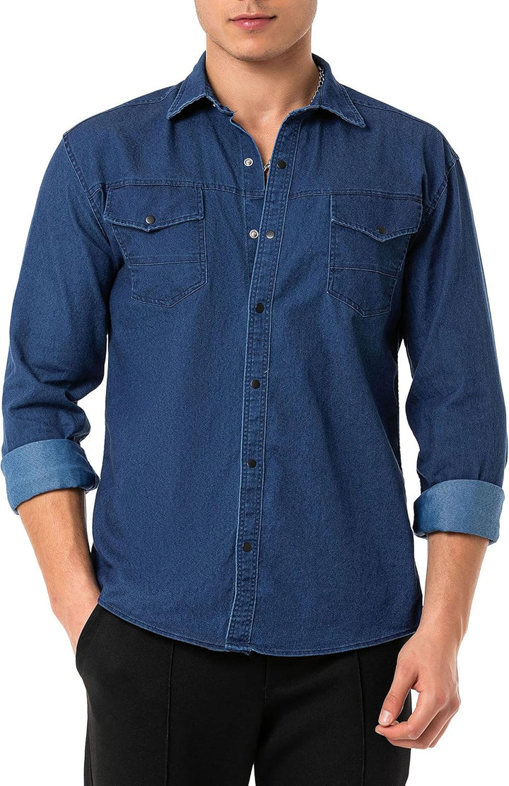 Red Bridge Herren Hemd Jeanshemd Freizeithemd Premium Denim Chest Pocket XL Dunkelblau, XL Dunkelbla