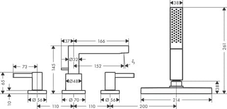 hansgrohe Wannenarmatur Finoris, für 2 Funktionen, Mattweiss, Mattweiss