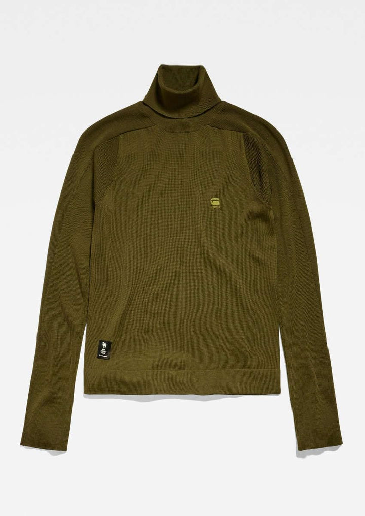 G-STAR RAW Damen Core Slim Turtle Knitted Pullover Knits XS Grün (Dark Olive D23678-b692-c744), XS G