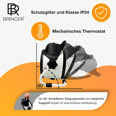 Bringer Keramik-Heizlüfter mit Thermostat - Elektroheizer mit PTC Heizelement - 3 Stufen, schnelle W