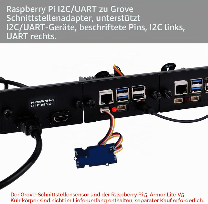 GeeekPi 19 Zoll 1U Rack-Halterung für Raspberry Pi 5, mit 4PCS PCIe auf M.2 NVMe SSD Adaptern, hält