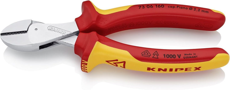 Knipex X-Cut® Kompakt-Seitenschneider hochübersetzt verchromt, isoliert mit Mehrkomponenten-Hüllen,