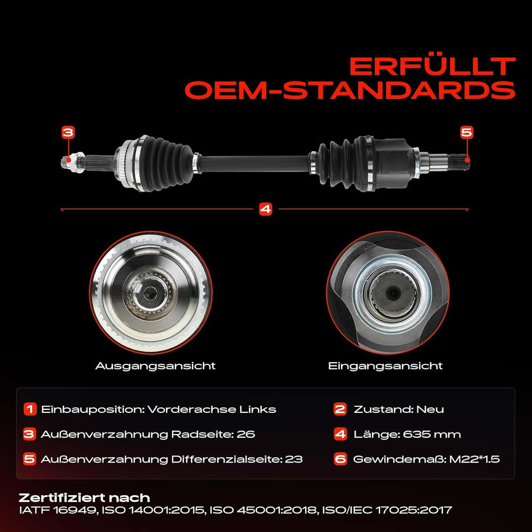 Frankberg Antriebswelle Vorderachse Links Kompatibel mit Corolla E12 NDE12 ZDE12 ZZE12 E12J E12T 200