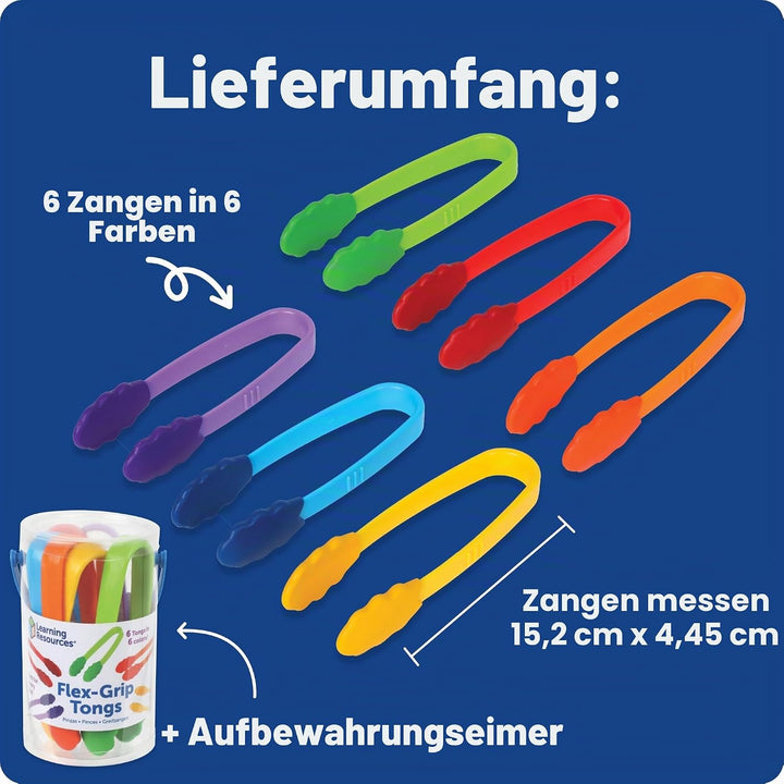 Learning Resources Flex Grip Tongs Pinzette Feinmotorik Greifwerkzeug Set für Vorschule und Kita Han
