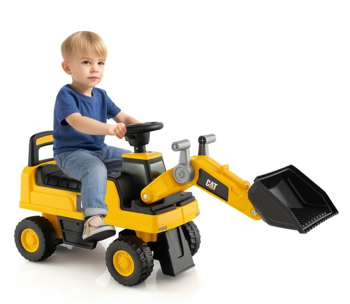 DREAMADE Sitzbagger, Bagger mit Lenkbarer Schaufel & Hupe, Rutschauto mit Stauraum unter Sitz, Aufsi