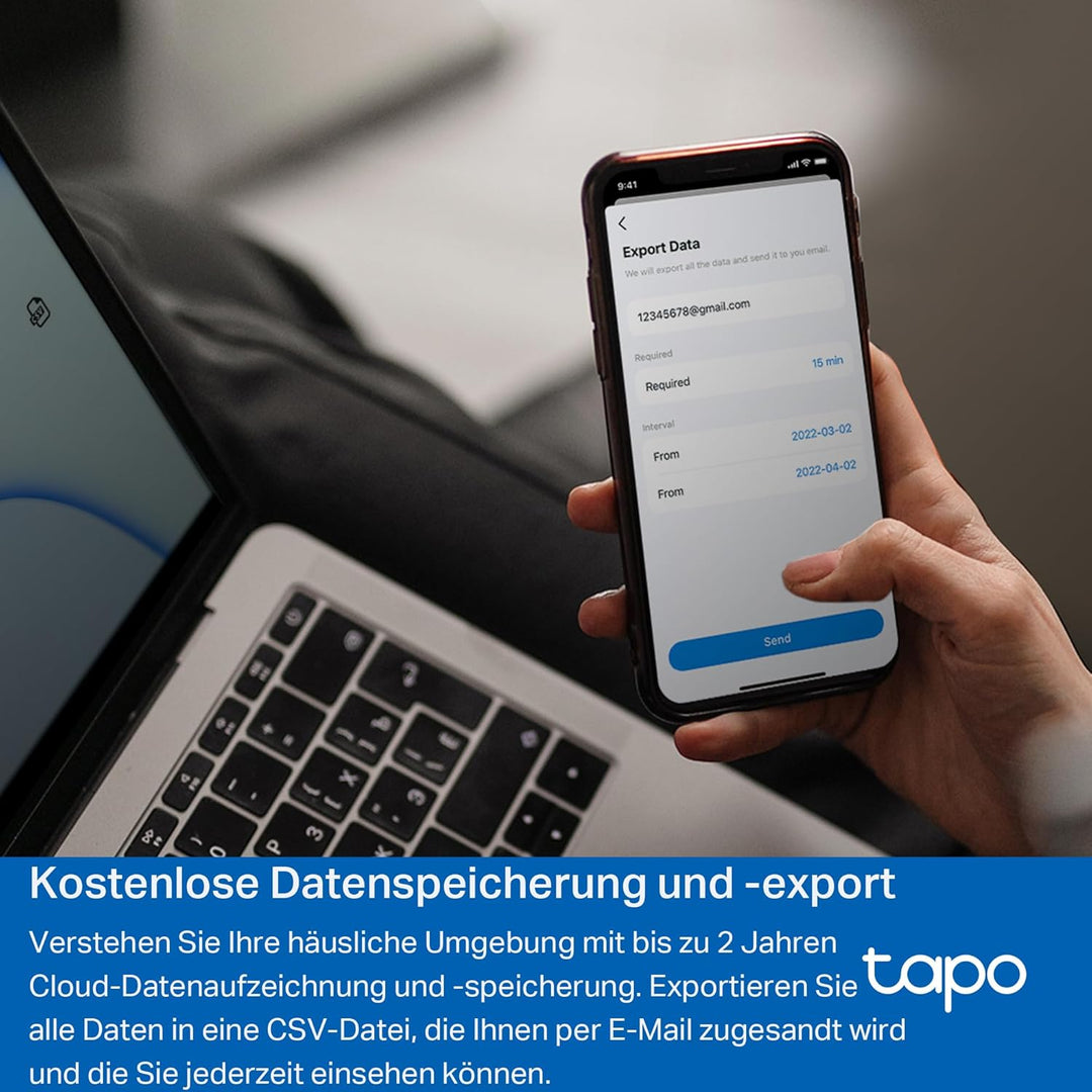 Tapo T310 Smart Temperatur & Luftfeuchtigkeitsmonitor, kostenlose Datenspeicherung,visuelle Grafiken