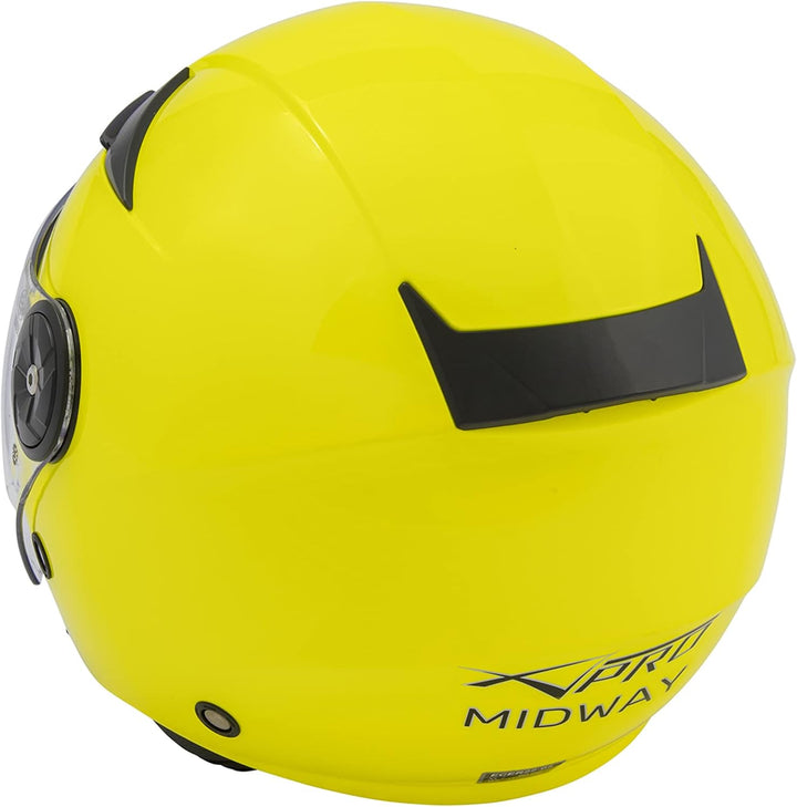 A-Pro Lange Visier Motorradhelm City Jet Roller Zertifikat ECE 22 Fluogelb S