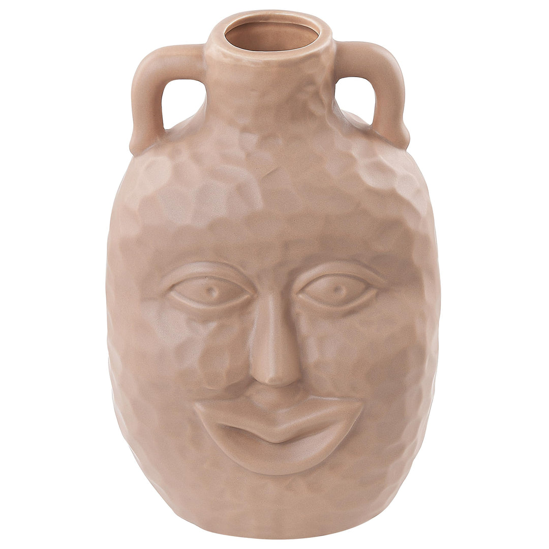 Dekorative Keramik Vase mit Gesichtsmotiv 26 cm Beige Veria