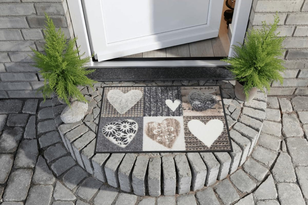 Salonloewe Fussmatte waschbar Alpenglück Herzen 50x75 cm Landhaus-Stil Eingangs-Matte Fussabtreter g
