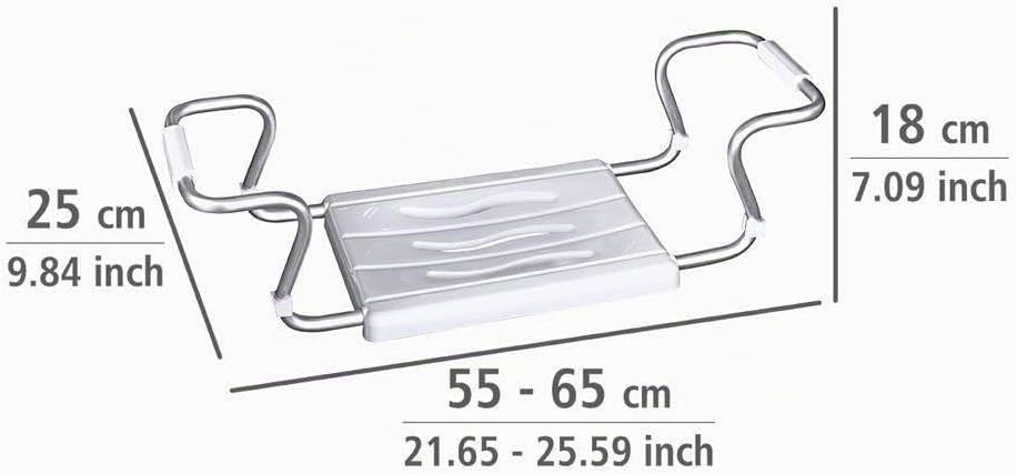 WENKO Badewannensitz Secura Weiss - ausziehbar, 120 kg Tragkraft, Kunststoff, 55-65 x 18 x 26 cm,