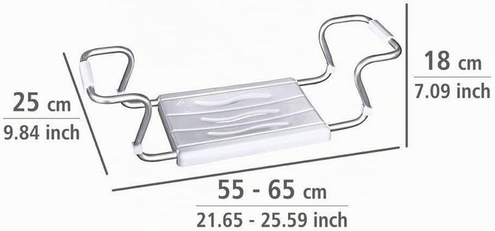 WENKO Badewannensitz Secura Weiss - ausziehbar, 120 kg Tragkraft, Kunststoff, 55-65 x 18 x 26 cm,