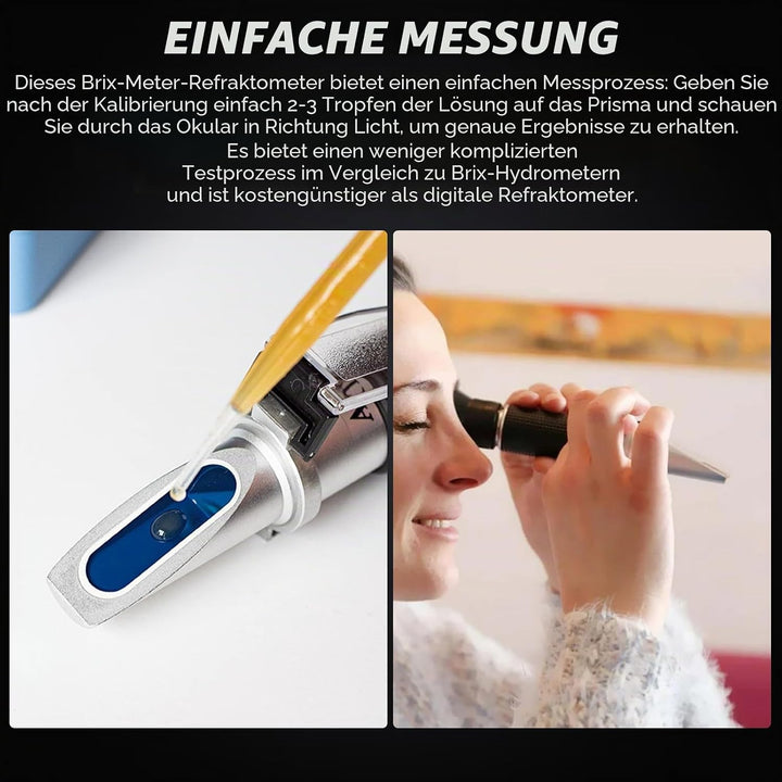 Brix-Refraktometer mit ATC, Bereich 0-32% Brix mit 0.2% Aufteilung, Für Branntwein, Bier, Obst, Schn