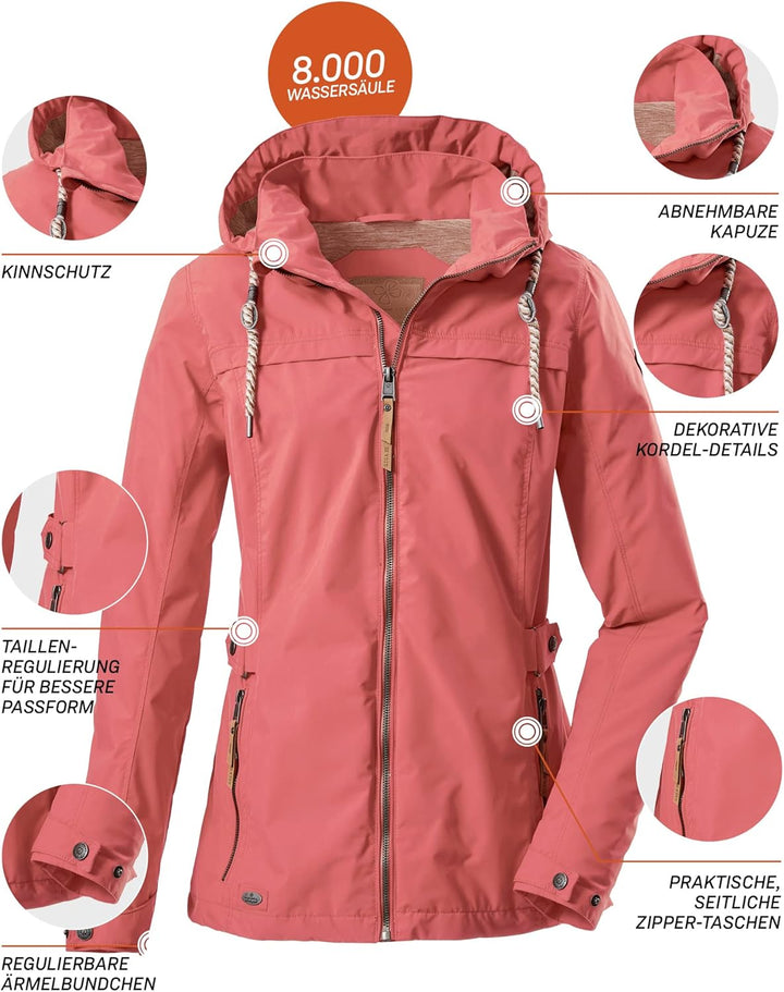 G.I.G.A. DX Damen Jamil Wmn Jckt A Funktionsjacke/Outdoorjacke mit abzippbarer Kapuze, dunkelkoralle