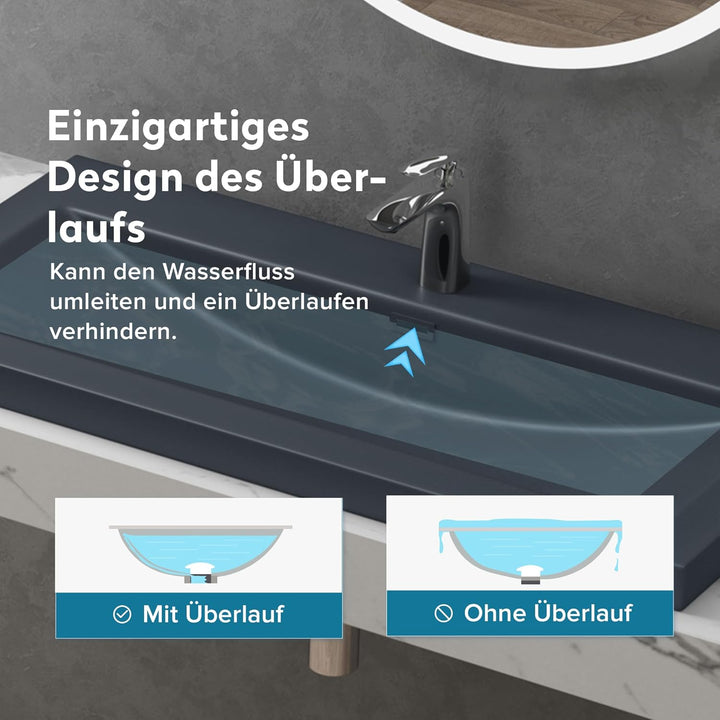 Design Waschbecken Colossum01, Matt Anthrazit aus Gussmarmor, Waschtisch, Waschplatz, Einbauwaschbec