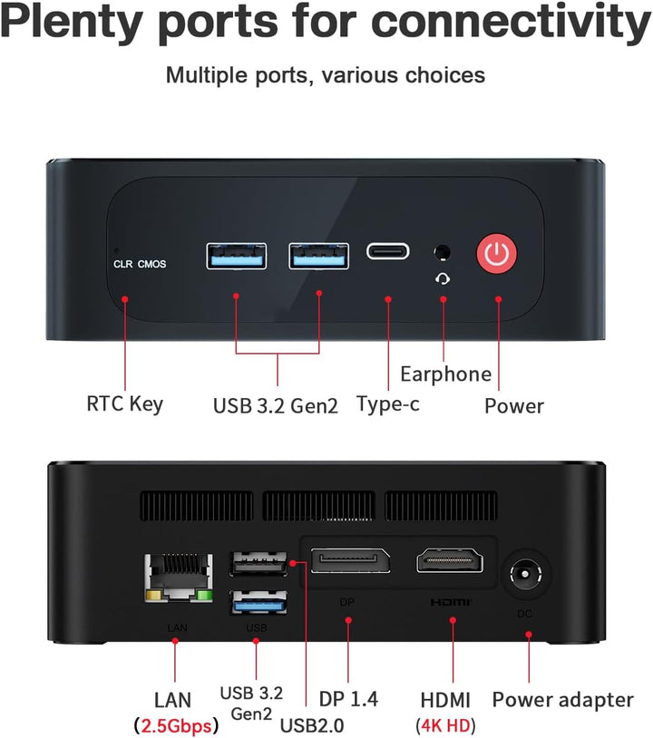 Beelink SER5 Max Mini PC, AMD Ryzen 5 5500U(6C/12T) bis zu 4.0GHz, Mini Computer 16GB DDR4 RAM 500GB