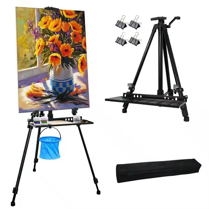 Staffelei Schwarz, Staffeleien, Höhenverstellbare Staffelei für Kuntsmalerei 57-157cm, Werbung mit K