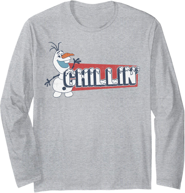 Disney Frozen Olaf Chillin' Ice Text Langarmshirt