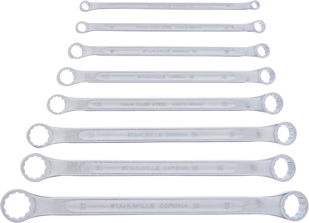 STAHLWILLE CORONA Nr. 23/8 l Doppelringschlüssel Set 8-tlg. (6-22 mm)l flachgekröpft l extrem belast