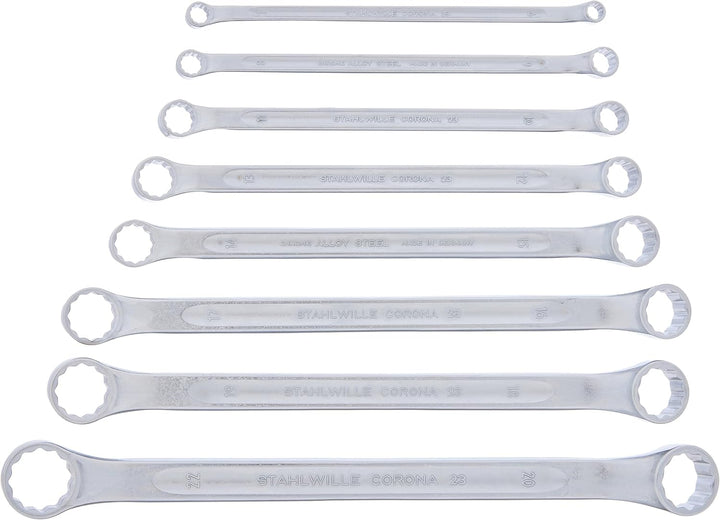 STAHLWILLE CORONA Nr. 23/8 l Doppelringschlüssel Set 8-tlg. (6-22 mm)l flachgekröpft l extrem belast