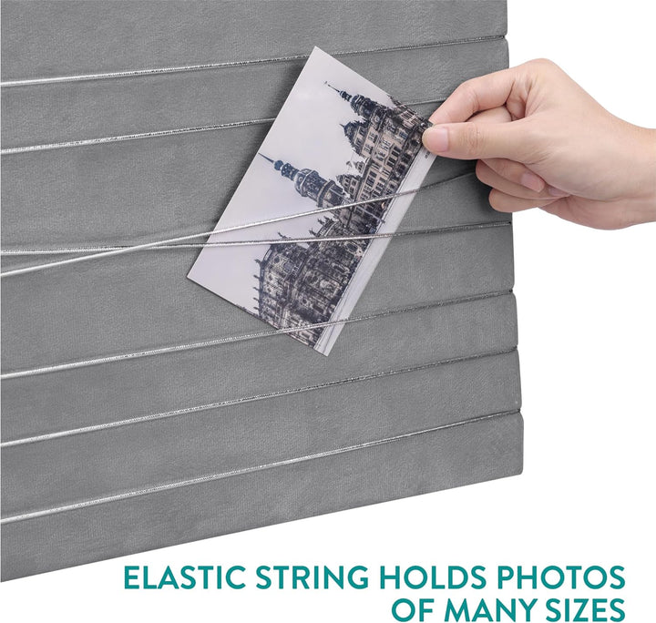 Navaris Pinnwand Collage Fotowand aus Samt - 70x50cm Bilderhalter - Fotohalter mit Schnur - für Foto