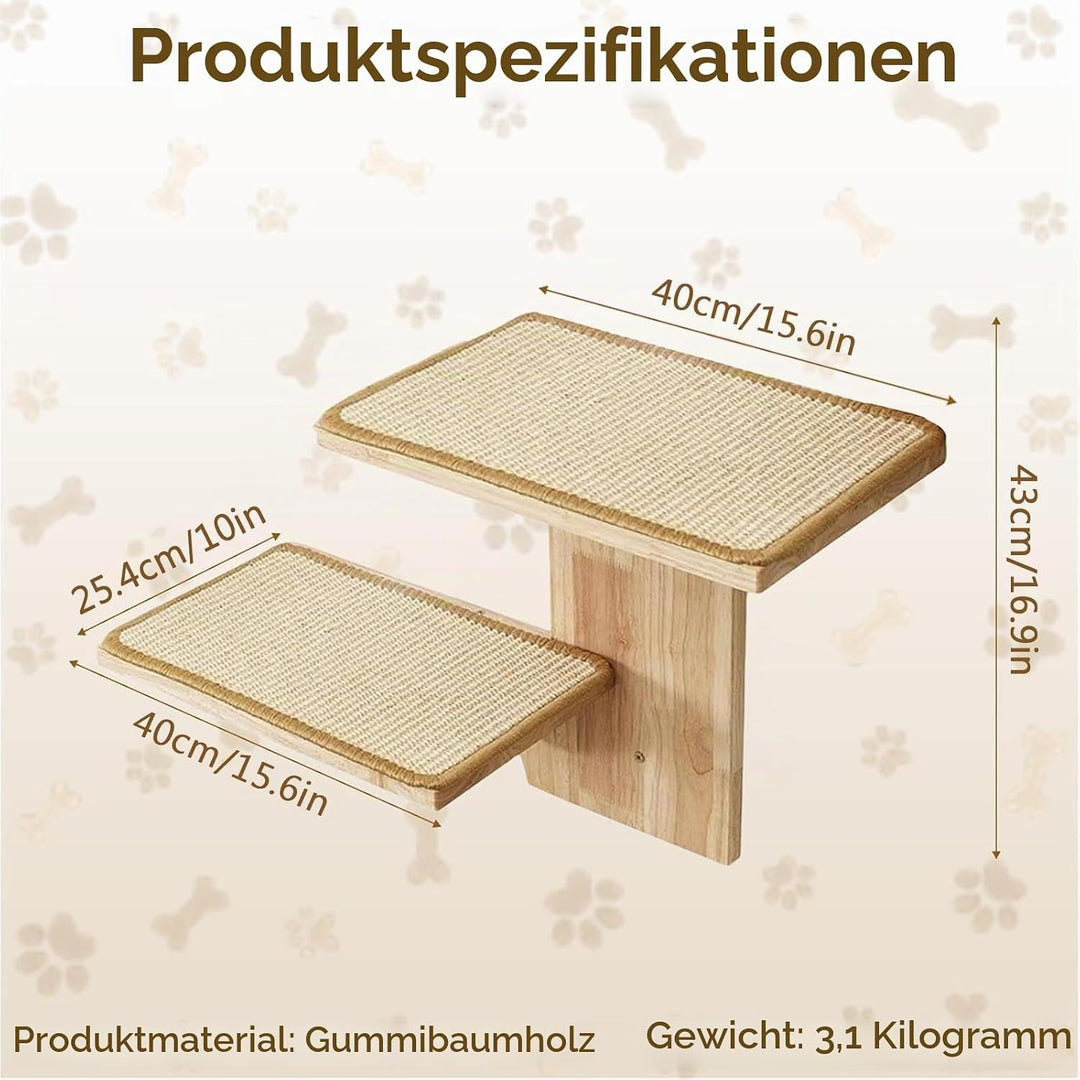 Kletterwand Katze, Katzen Wandelemente, Katzentreppe Wand mit 2 Plattformen und Sisalmatten, Kratzba