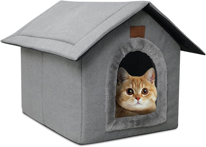 Katzenhaus, Katzenhöhle mit Abnehmbarem Plüschkissen, Hundehöhle, Winterfest Wasserdicht Wetterfeste