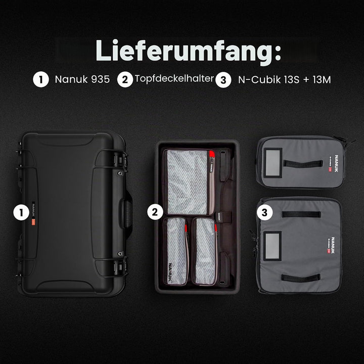 NANUK 935 Pro Foto mit N-Cubik - Wasserdichter Reisekamera-Hartschalenkoffer mit 13S &amp; 13M N-Cubik E