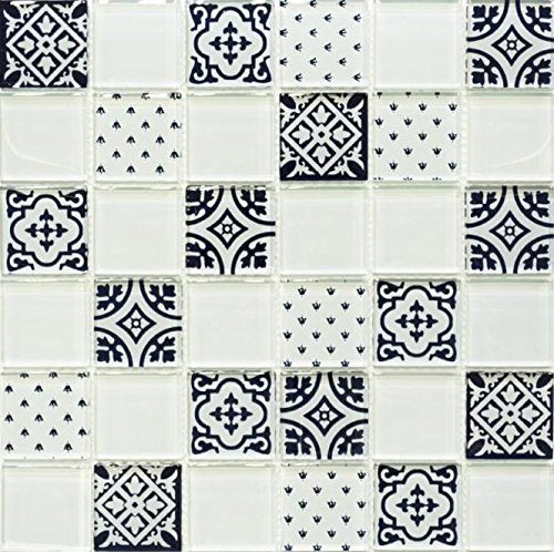 Mosaik Quadrat Crystal Optik Weiss Glasmosaik Transluzent Transparent 3D, Mosaikstein Format: 48x48x