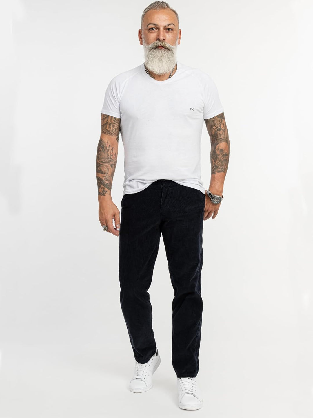 Rock Creek Herren Cord Hose Regular Fit Chino Hose RC-2156 29W / 30L Schwarz, 29W / 30L Schwarz